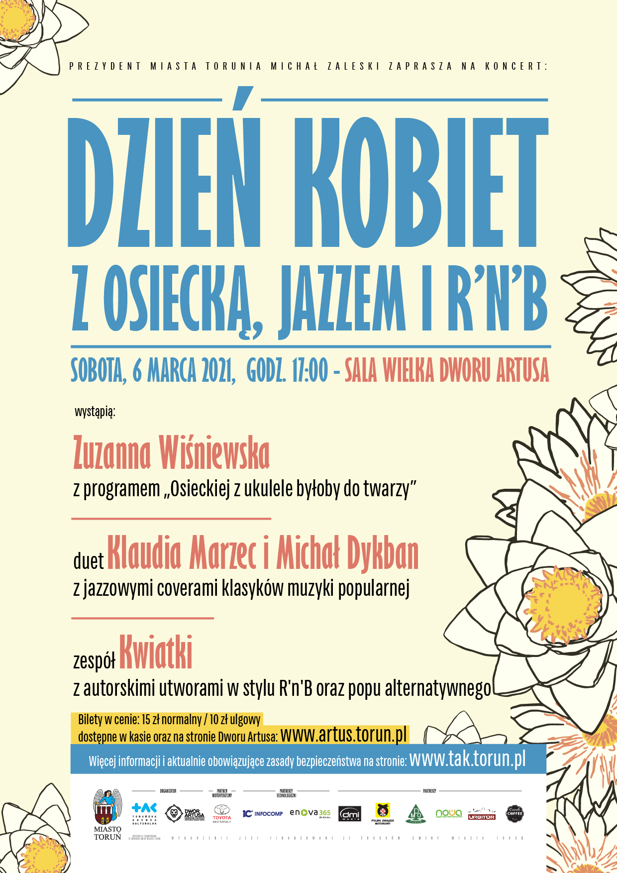Afisz informacyjny Dnia Kobiet | 6.03.2021 | Zuzanna Wiśniewska | Klaudia Marzec i Michał Dykban | Kwiatki
