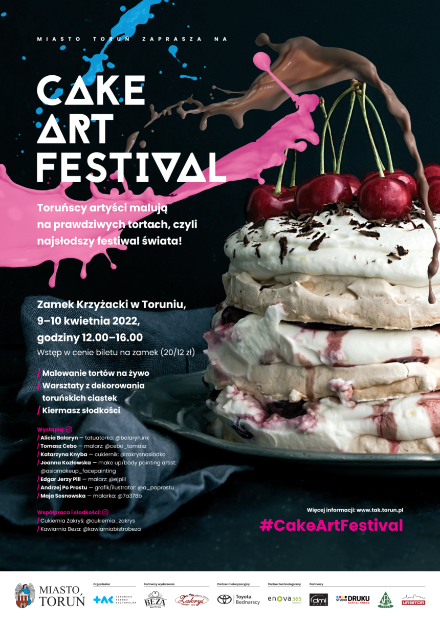 Plakat Cake Art Festival ze zdjęciem tortu