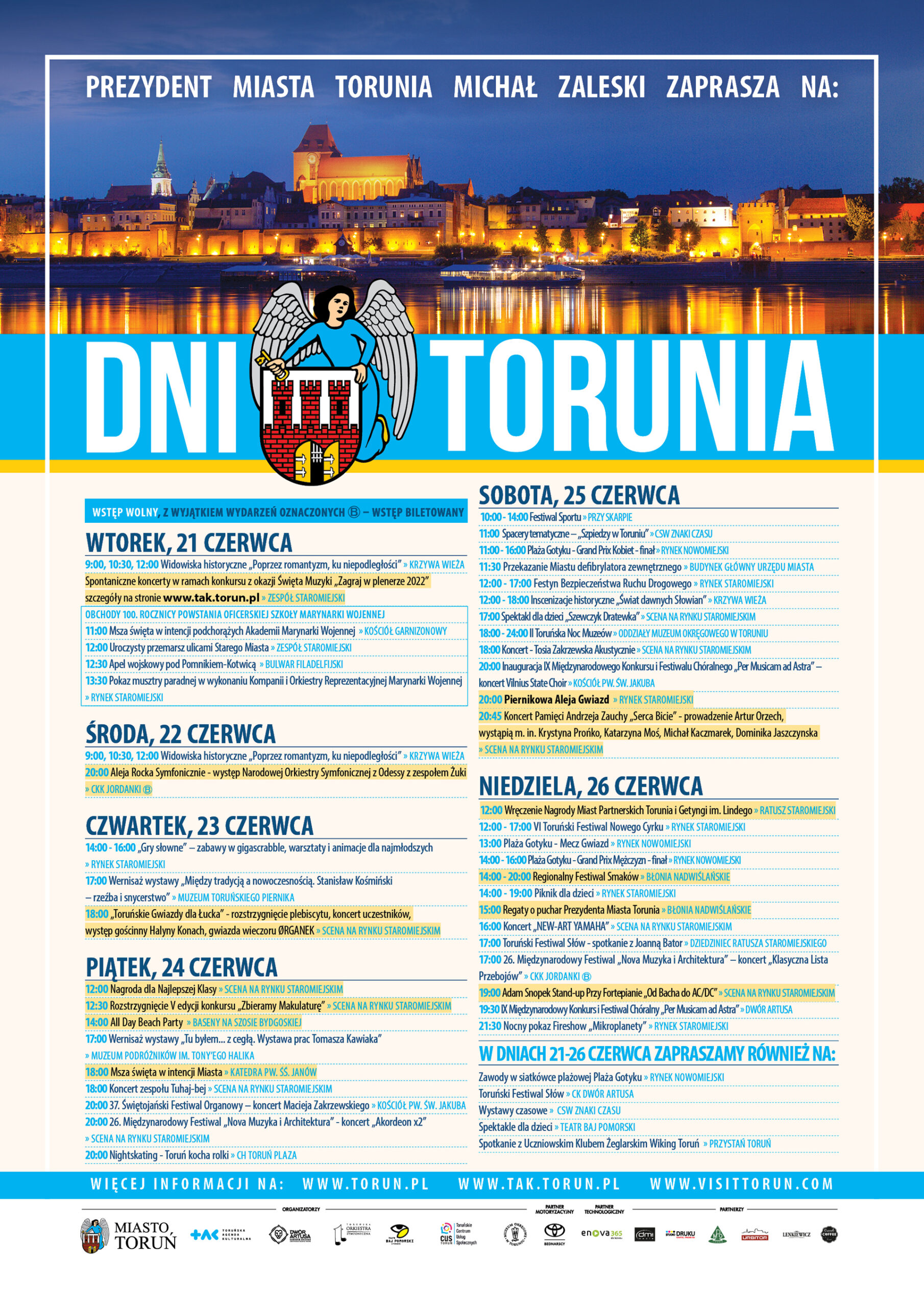 Program dni Torunia 2022